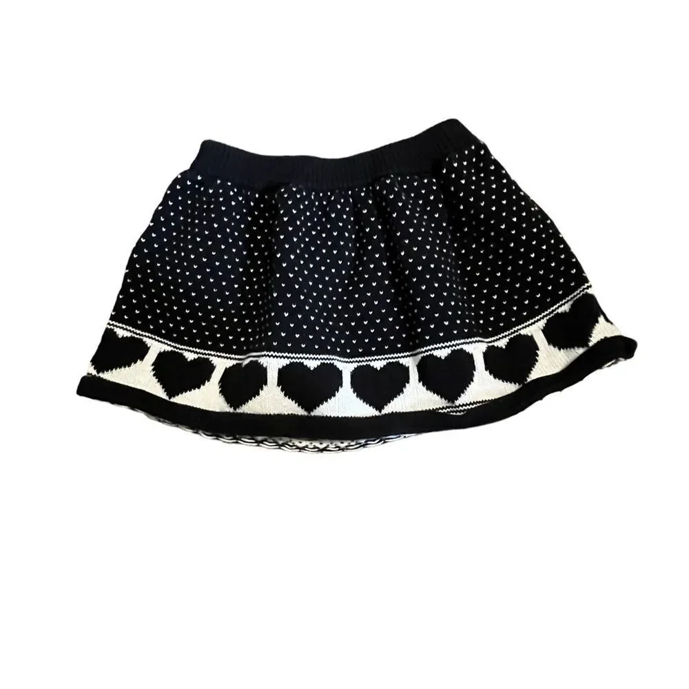Gap Black & White Heart Print Knit Skirt